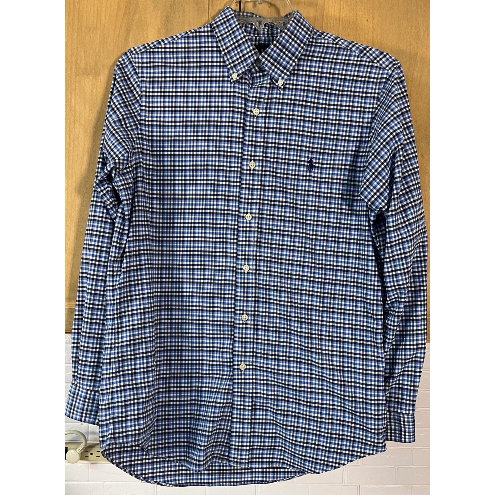 Ralph Lauren Button Down Men's Medium Blue Classic Fit Performance Check